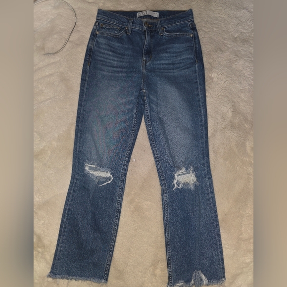 AYR Yes Yes Yes Straight Leg Distressed Jeans High Rise Mom Stretch Sz 27 - Picture 1 of 9